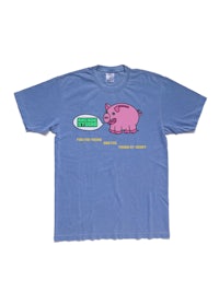 a blue t - shirt with a pig on it